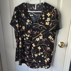 Chic Black Floral Blouse